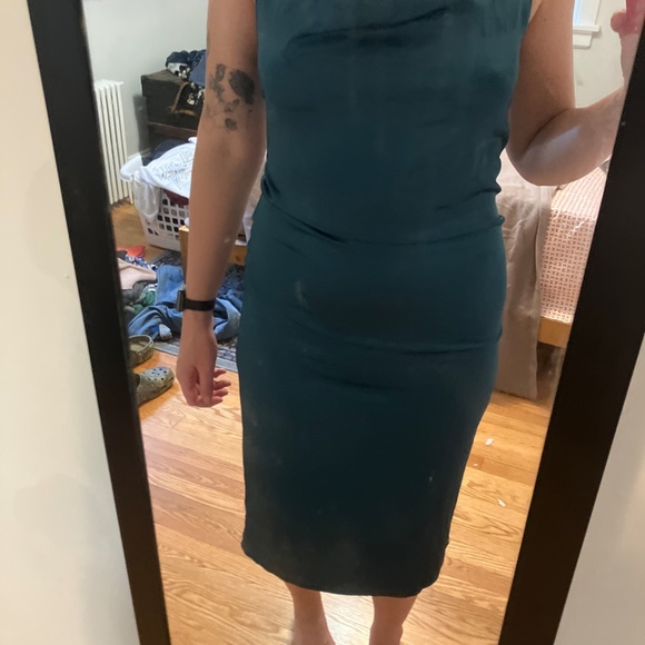 Date Night Teal Satin Midi - Picture 2 of 7